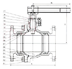 Q41H/W硬密封球閥結構圖