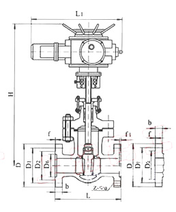 Z941W電動閘閥外形尺寸圖