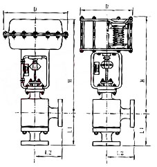 ZJHS氣動(dòng)高壓角型調(diào)節(jié)閥外形尺寸圖