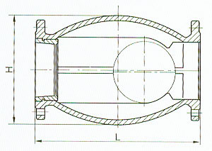 HQ44X無磨損球形止回閥外形尺寸圖