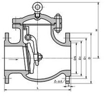 H44H旋啟式止回閥外形尺寸圖