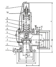 A42Y-160/320型彈簧全啟封閉式高壓安全閥外形尺寸圖