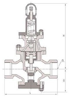 Y13H內螺紋連接先導活塞式蒸汽減壓閥外形尺寸圖