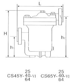 CS15H ER105鐘形浮子（倒吊桶）式蒸汽疏水閥外形尺寸圖